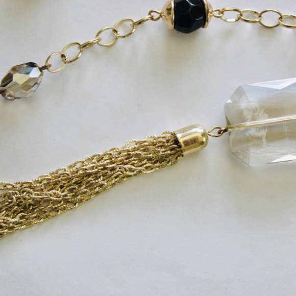 White House/Black Market Necklace Gold-Tone, Red, Black, & Clear - Picture 4 of 8